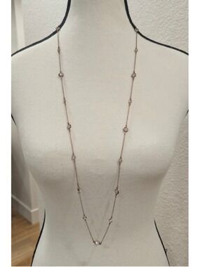 Rose Gold Crystal Long Necklace Quiet Luxury Old Money Minimalist Layering